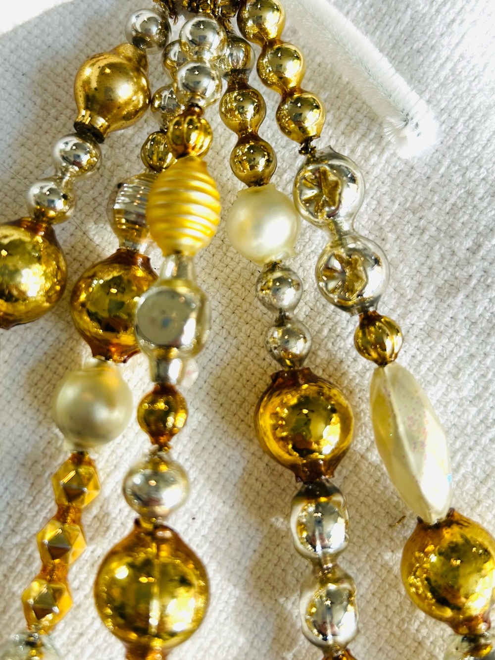 Vintage repurposed mercury glass garland bead icicle holiday Christmas ornaments - Picture 5 of 6